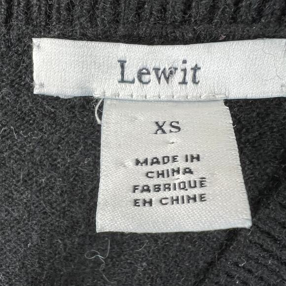 LEWIT Black Cashmere Blend Snap Detail Long Sleeve Crew Pullover Sweater Size XS - Picture 9 of 11